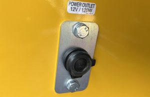 12V power outlet inside the SAKAI SV544 or SV414 soil compactor enclosed cab.