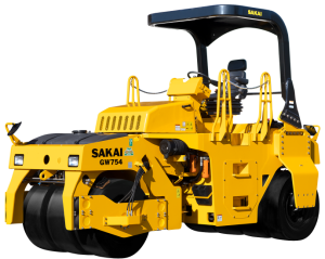 The Sakai GW754 asphalt roller is the world's only vibratory pneumatic tire roller & is designed for compaction on bridges, airport paving, & highway paving jobs.