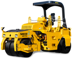 New Sakai GW754 10 Ton Vibratory Pneumatic Tire Asphalt Roller or traffic roller with 77" Compaction width in stock and available for sale.